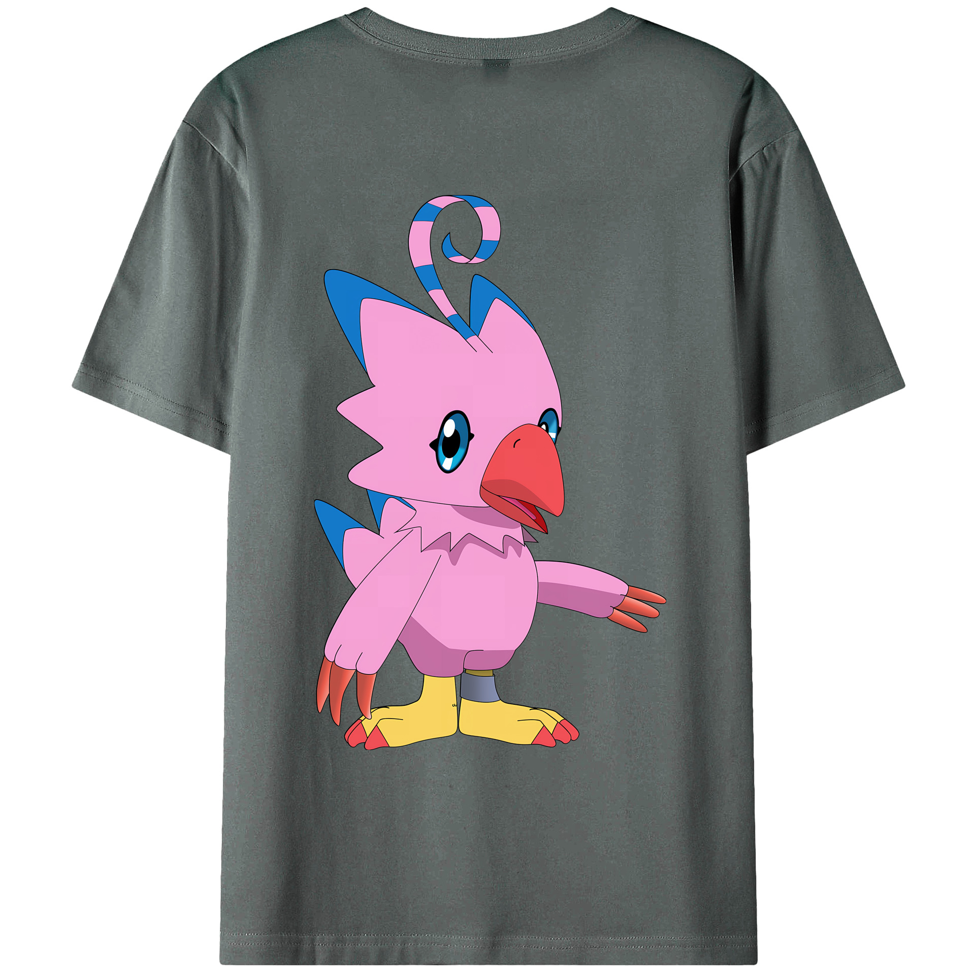 （画像用） Digimon デジタルモンスター/デジモン 綿100％ メンズ半袖Tシャツ（バックプリント） 通気性